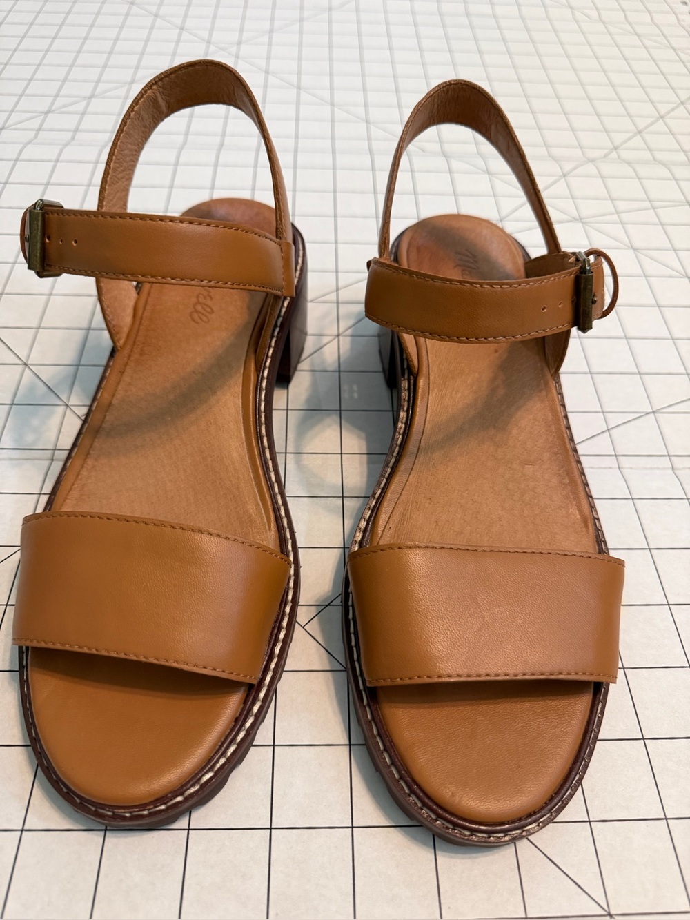 Madewell Tan Leather Block Heel Sandals